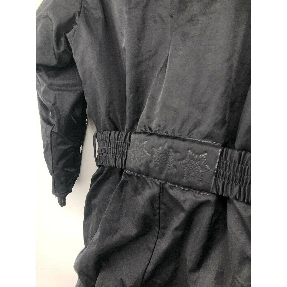 Vintage 80s Prima Womens Size M One Piece Snow Ski Suit Black Purple Hooded - Picture 10 of 12